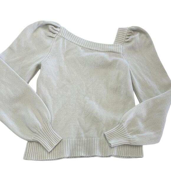 Marissa Webb Sweater Womens X Small White Asymmetric Knit Puff Sleeve Wool Blend - Picture 6 of 11